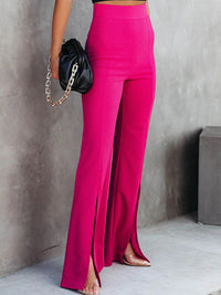 Women's Trousers High Waist Front Slit Flare Leg Pants Trending Women's Fashion Wide Leg Pants