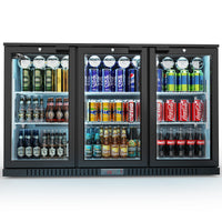 JAECOOL Back Bar Cooler Commercial Counter Height Refrigerator with 3-Doors, 10.9 cu ft Beverage Cooler Undercounter Refrigerator, Commercial Display Fridge, Auto-defrost, Eco-friendly Compressor, ETL