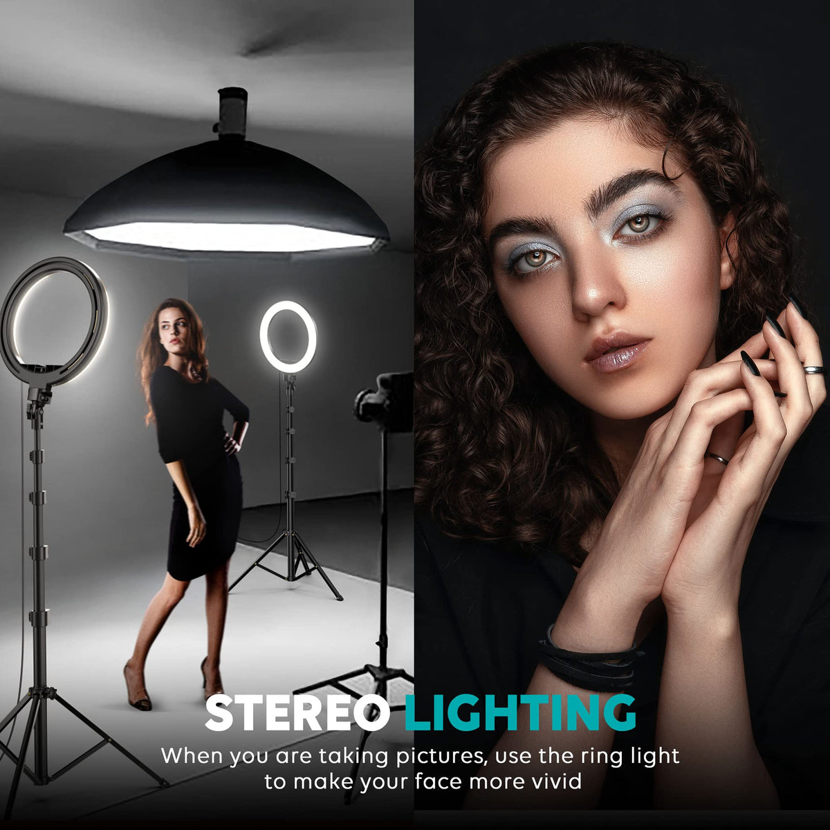 Weilisi 10" Selfie Ring Light with Tripod Stand, 72'' Tall & Phone Holder, 38 Color Modes, Stepless Dimmable/Speed LED Ring Light for iPhone & Android,YouTube, Makeup,TIK Tok