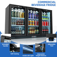 JAECOOL Back Bar Cooler Commercial Counter Height Refrigerator with 3-Doors, 10.9 cu ft Beverage Cooler Undercounter Refrigerator, Commercial Display Fridge, Auto-defrost, Eco-friendly Compressor, ETL