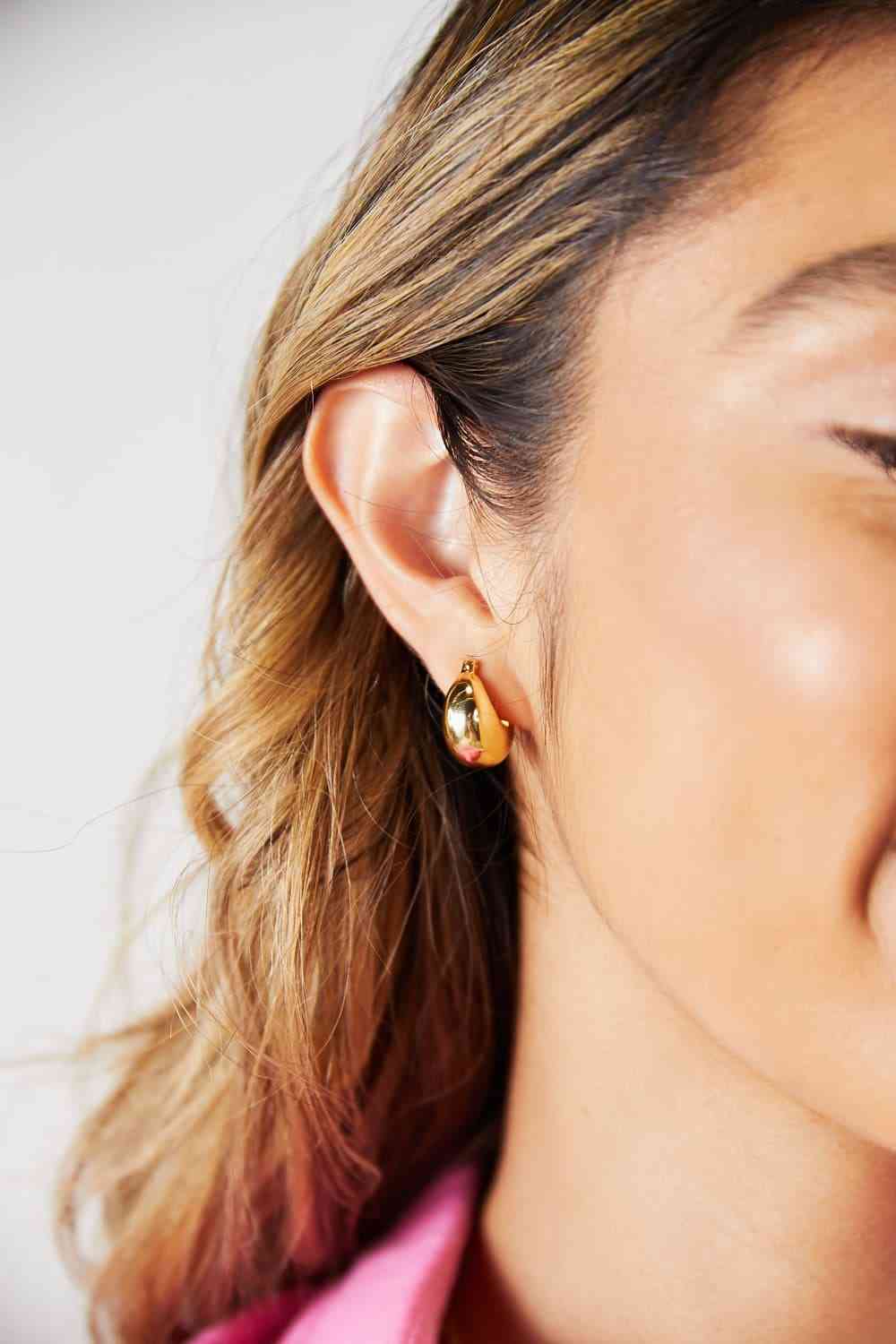 Gold Hoop Earrings, 18K Gold Plated Stainless Steel