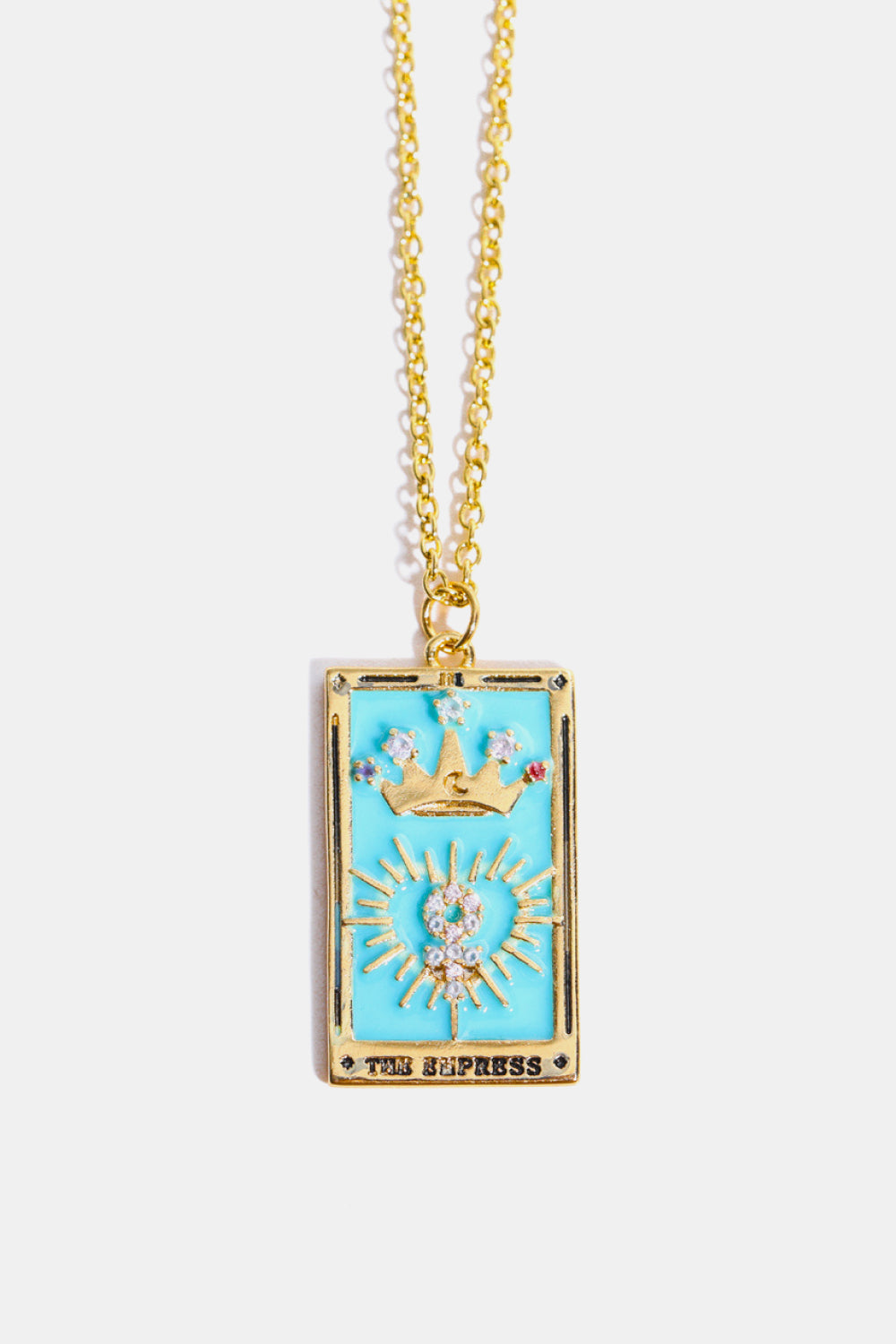 Tarot Card Pendant Stainless Steel Gold Necklace