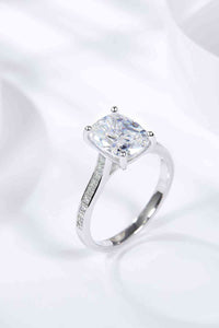 Solitaire Ring, 3 Carat Moissanite Platinum-Plated Side Stone Engagement Ring, Cocktail RIng