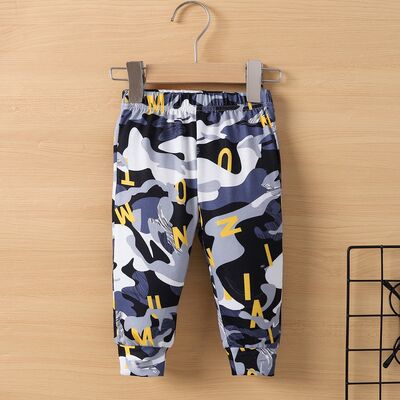 Bear Round Neck Top and Camouflage Pants Set Kids Boy Fashion Outfit and Gifts