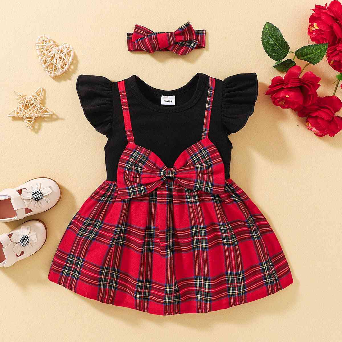 Plaid Bow Detail Round Neck Dress Baby Girl Fashion Clothing and Gifts Baby Fashion