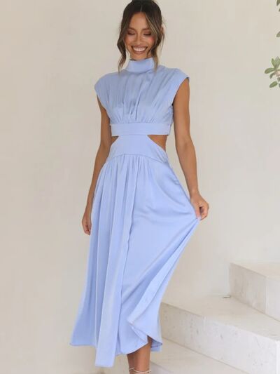 Cutout Mock Neck Sleeveless Sexy Midi Maxi Dress New Womens Fashion