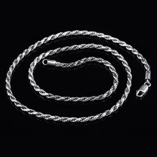 Sterling Silver Plain Chain Necklace, 19.7" Snake Chain