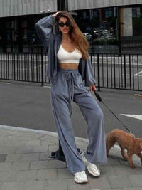 fashion set, grey sweatpants, pink sweaters, women's tracksuit, pink loungewear, pink pants, comfortable sweatpants, comfy pants, stay at home clothes, house clothes, cute clothes, matching outfit set, drawstring joggers, 