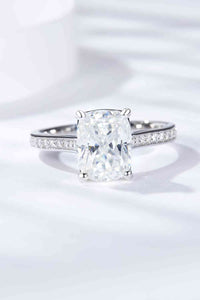 Solitaire Ring, 3 Carat Moissanite Platinum-Plated Side Stone Engagement Ring, Cocktail RIng