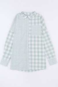 Womens Button down Pocketed Plaid Dropped Shoulder Casual Shirt