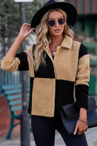 Jackets, outerwear, women’s fashion, cute clothes, women’s clothing, color block coat, casual jackets, brown coat, black coat