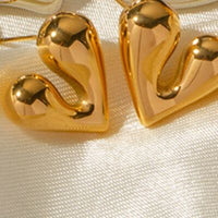 Heart Shape Stud Earrings 18K Gold Plated Stainless Steel Fashion Luxury Jewelry Accessories