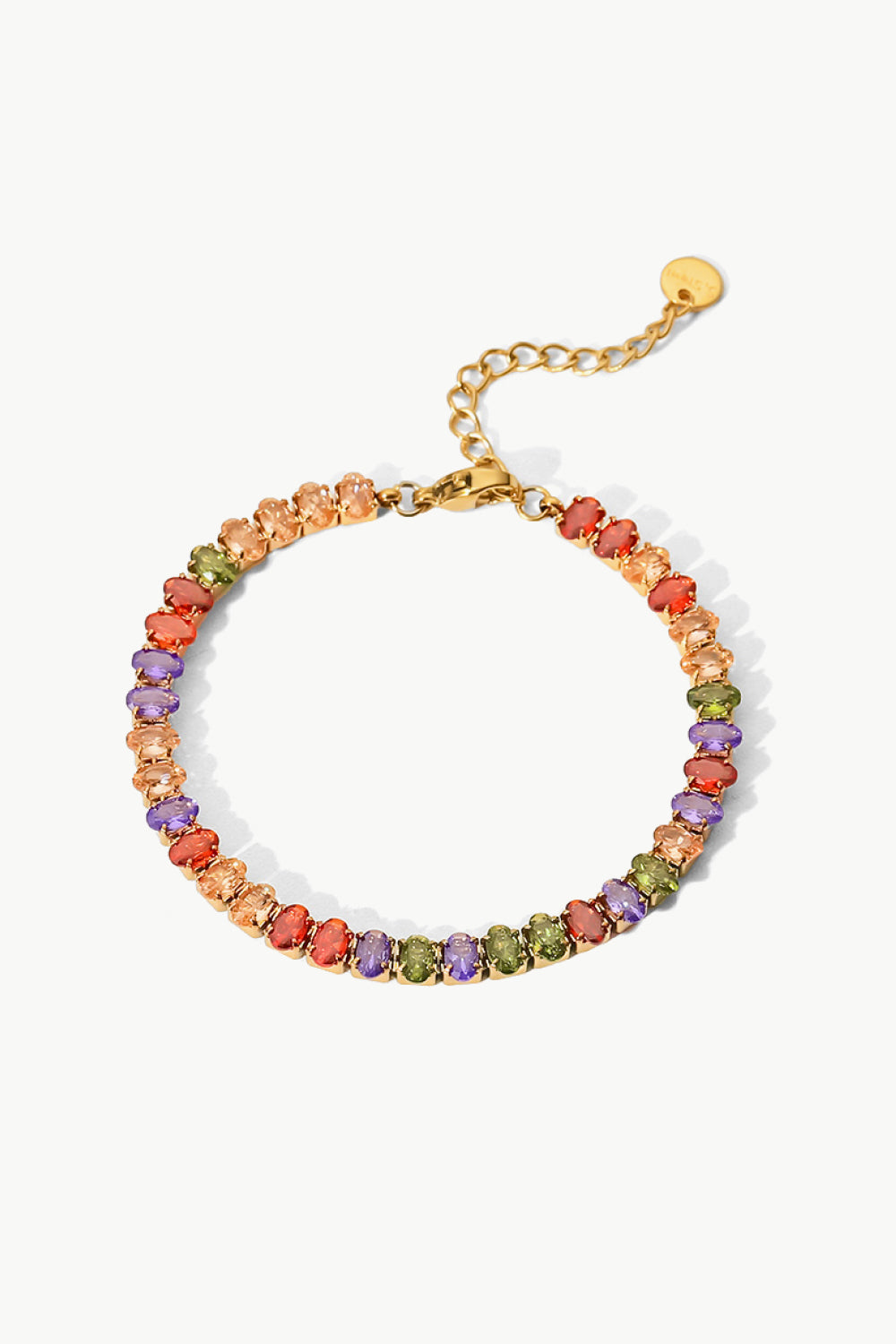 Colorful Bracelet, 18K Gold Plated Multicolored Zircon Bracelet