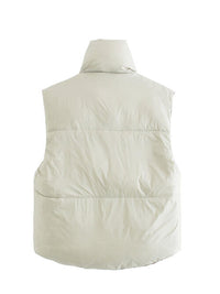 Women's Warm Sleeveless Jacket Zip Up Drawstring Reversible Vest