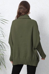 Turtle Neck Long Sleeve Ribbed Sweater