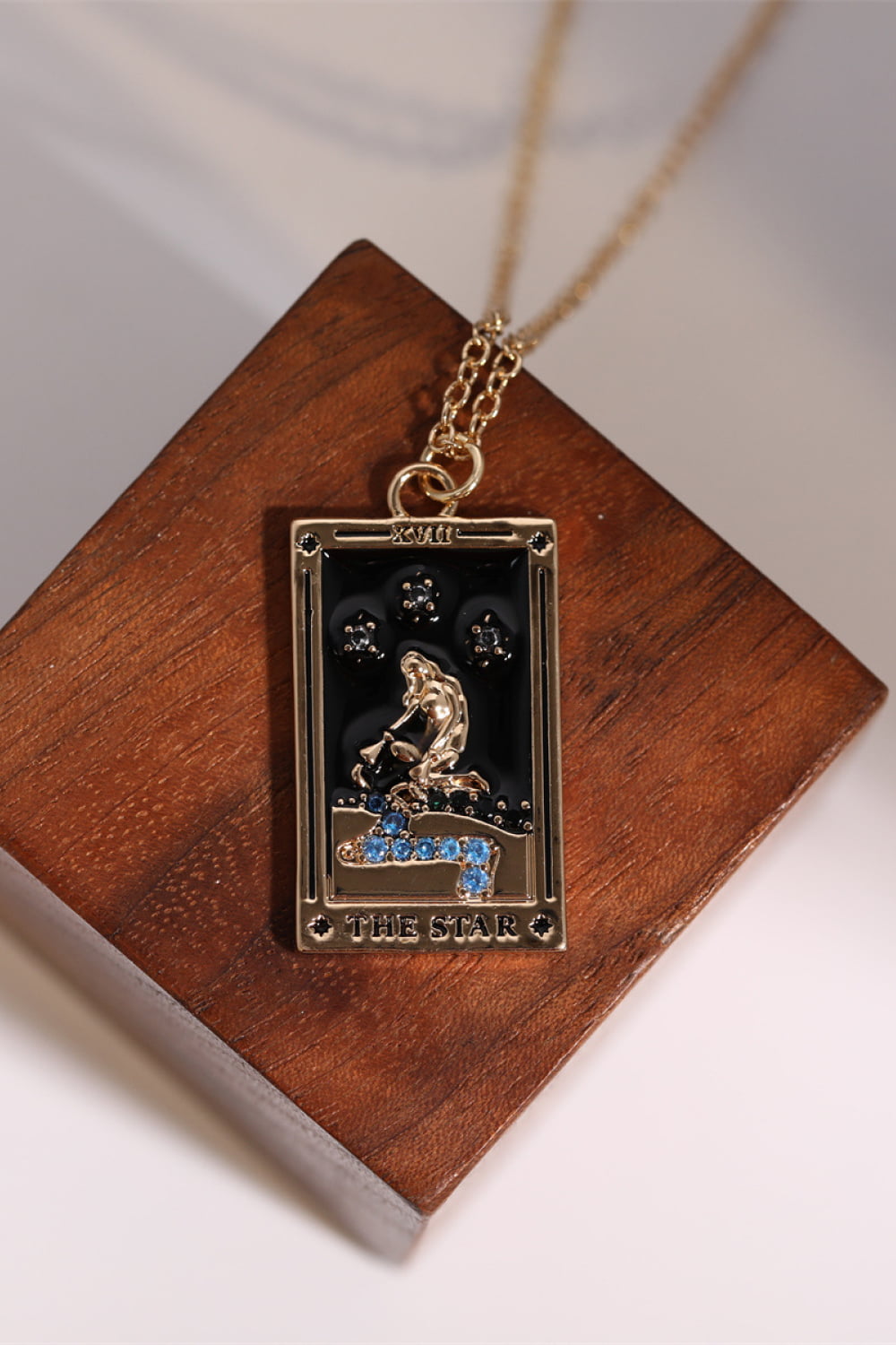 Tarot Card Pendant Stainless Steel Gold Necklace