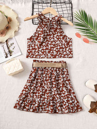 Floral Tank and Ruffle Hem Skirt Set Girls Fashion Kids Clothing