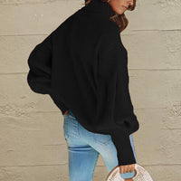 Turtleneck Lantern Sleeve Dropped Shoulder Puff Sleeve Fashion Sweater