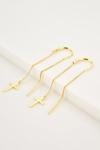 Cross Dangle Earrings 925 Sterling Silver Threader Earrings