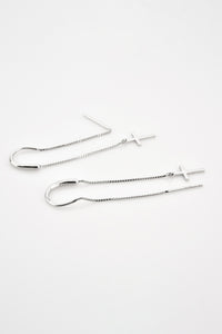 Cross Dangle Earrings 925 Sterling Silver Threader Earrings