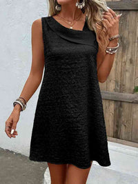 Women's Casual Short Dress Asymmetrical Neck Sleeveless Mini Dress