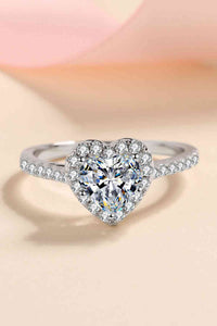 1 Carat Moissanite Heart-Shaped Ring 925 Sterling Silver Fine Jewelry