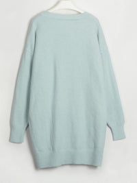 Womens Oversize Sweatshirt V-Neck Dropped Shoulder Sweater Dress