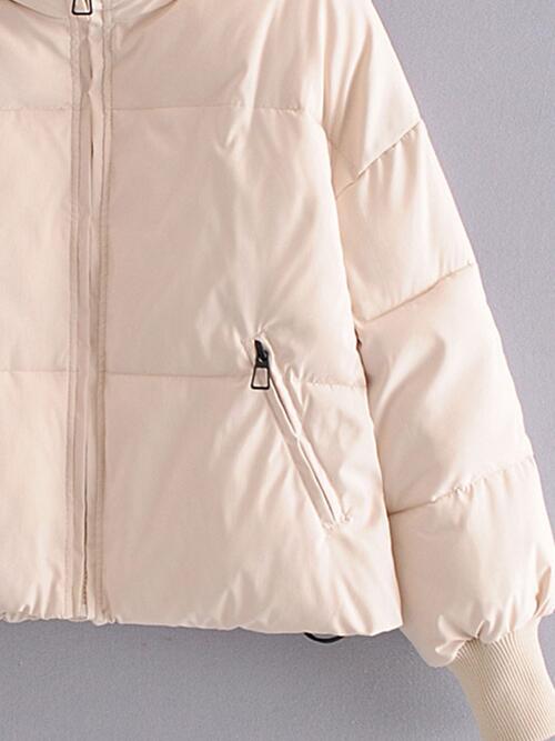 Women's Zip Up Puff Drawstring Winter Coat with Pockets Winter Fashion Outerwear