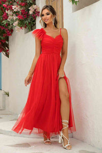 Evening Dress Asymmetrical Ruched Slit Evening Formal Party Dress