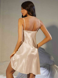 100% Satin Nightgown Women's Spaghetti Strap Cowl Neck Satin Night Dress Pajamas Loungewear