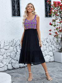 Openwork Wide Strap Midi Dress