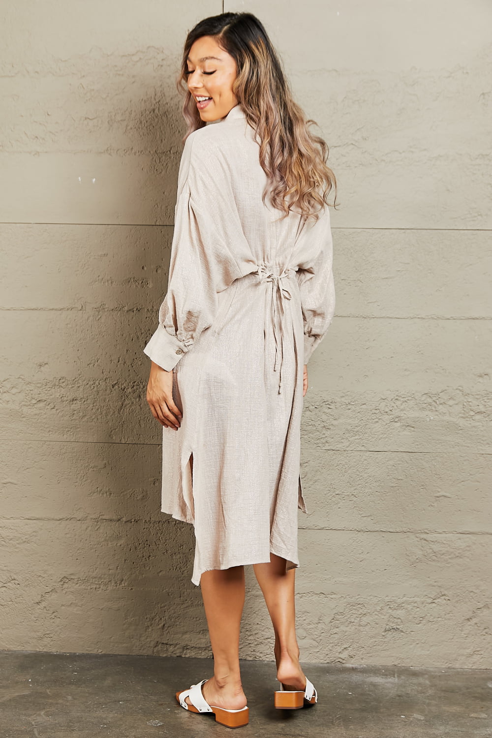 Petal Dew Hold Me Close Casual Button Down Long Sleeve Dress