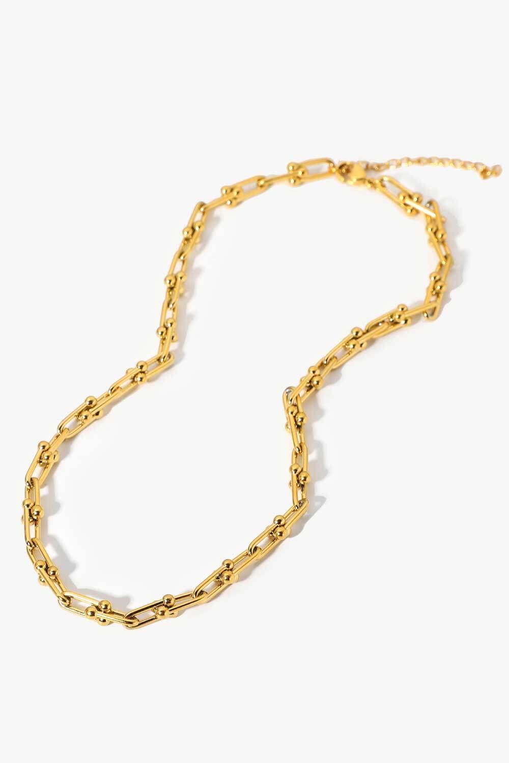 18K Stainless Steel U-Shape Chain Statement Gold Necklace