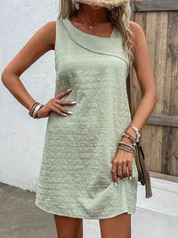 Women's Casual Short Dress Asymmetrical Neck Sleeveless Mini Dress