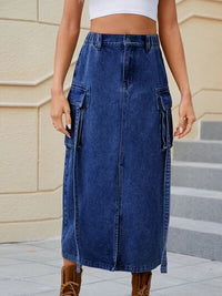 denim skirt, skirt, skirts, womens fashion, womens clothing, womens bottoms, midi skirts, maxi skirts, jean skirts, denim clothing, casual womens clothing, cute clothes, new womens fashion, nice denim skirts, nice skirts, skirt with pockets, long skirts, casual skirts, outfit ideas, skirt