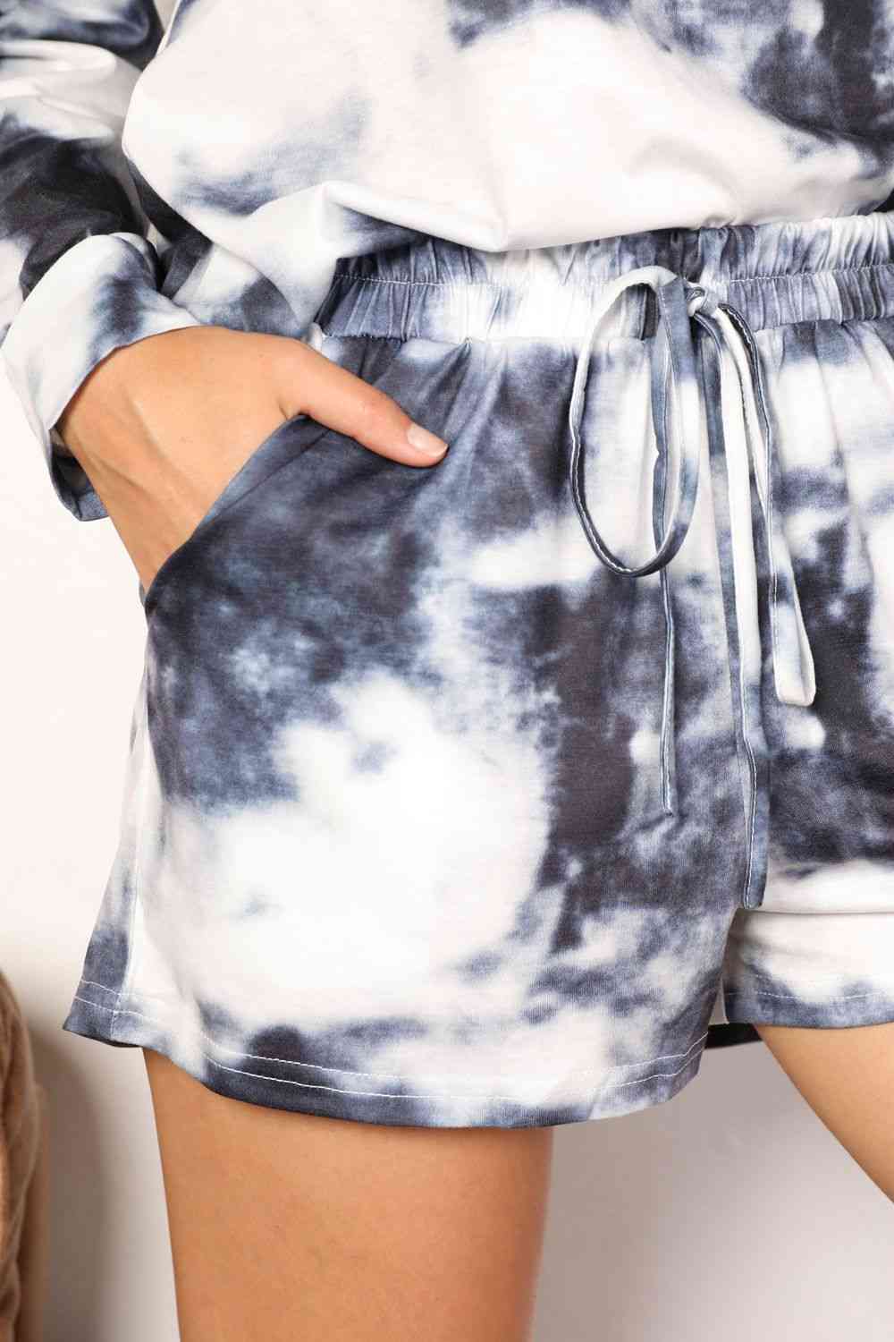 Tie-Dye Round Neck T Shirt Top and Shorts Lounge Set Fashion Outfit Sets Casual Clothing