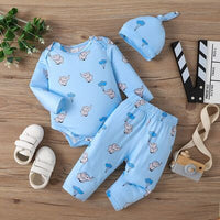 Elephant Print Long Sleeve Bodysuit and Pants Set Babies Fashion Clothing and Gifts