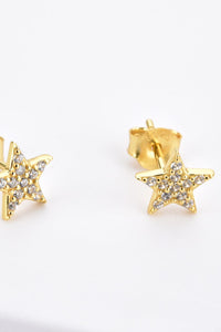 Zircon Decor Star Stud Earrings