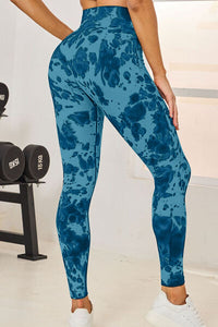 Womens Nylon Leggings Tie-Dye High Waist Active Sports Yoga Leggings Fast Dry