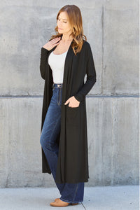 Open Front Sweater Long Sleeve Maxi Cardigan with Pockets Petite and Plus Size Fashion