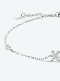 Initial Letter Bracelet, V To Z Zircon 925 Sterling Silver Bracelet