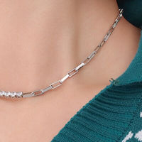 Paperclip Tennis Necklace Zircon Titanium Steel Statement Jewelry