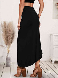 Black Twist Detail High Slit Maxi Skirt