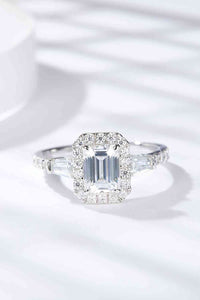 1 Carat Moissanite Geometric 925 Sterling Silver Ring Womens Fine Jewelry Emerald Cut Engagement Rings and Fashion Ring