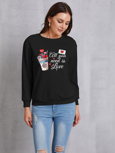 ALL YOU NEED IS LOVE Round Neck Sweatshirt Fashion Valentines Sweaters