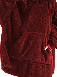 Long Sleeve Pocketed Hooded Fuzzy Sweater, Lounge Top