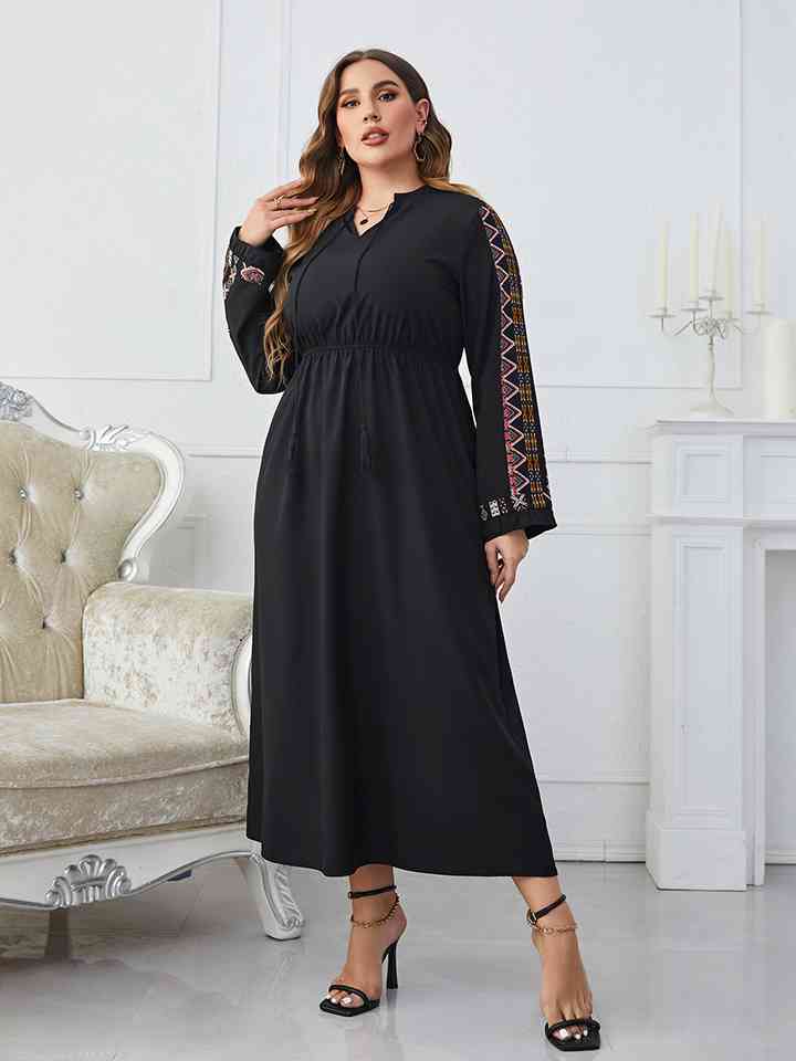 Plus Size Printed Long Sleeve Dress