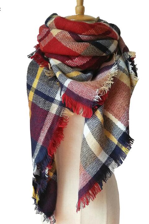 Plaid Imitation Oversized Faux Cashmere Scarf