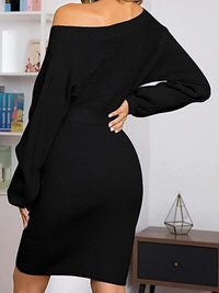 Sweater dress Tie Waist Long Sleeve Mini Dress