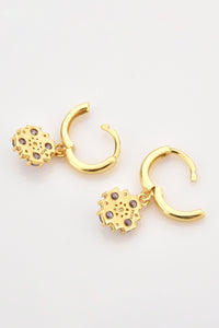 Flower Hoop Earrings 925 Sterling Silver Gold Vermeil Zircon Huggies Womens Jewelry